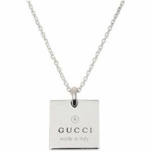Gucci Logo Square Necklace Sterling Silver